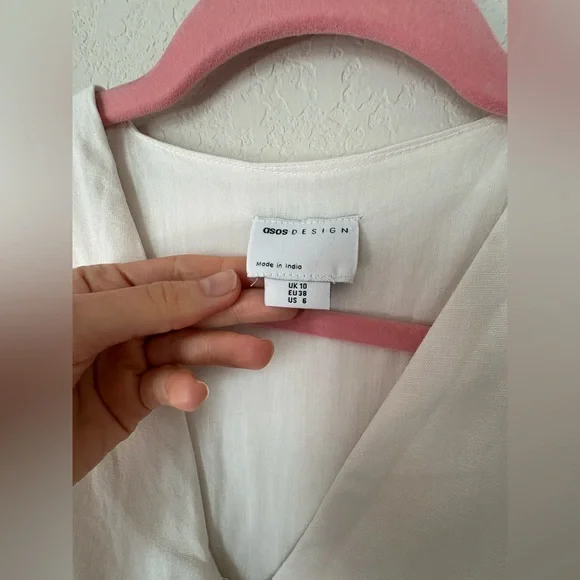 ASOS Cream Linen Like Vest Jumpsuit Wide Leg Button Front Minimalist Size 6 - Picture 5 of 10